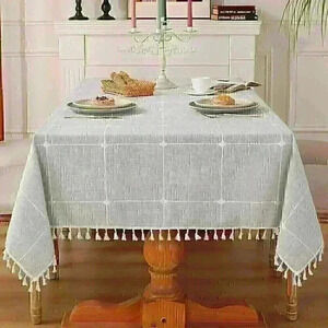 New Laolitou Tablecloth Rustic Tablecloth Cotton Linen Gray Holiday Buffet 55x55